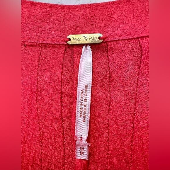 FREE PEOPLE | Coral Pink Pintuck Boho High Low Blouse NWT | Size Medium - Picture 7 of 9